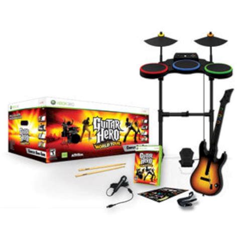 Xbox 360 Guitar Hero World Tour Complete Band Kit Set Drums Mic Game