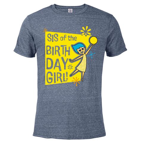 Disney And Pixar’s Inside Out Joy Sis Of The Birthday Girl Short Sleeve Blended T Shirt For