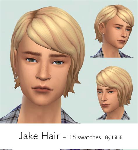 Mmoutfitters Liliili Sims Jake Hair 18 Swatches Ea Color Sims