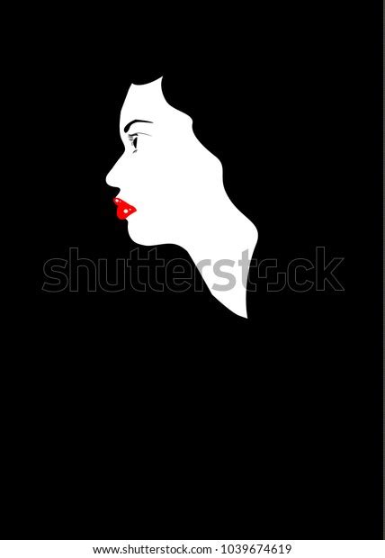 Portrait Girl White Skin Red Lips Stock Vector Royalty Free