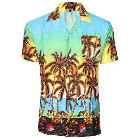 Men Hawaii Shirt Hawaiian Palm Tree Stag Beach Aloha Party Summer