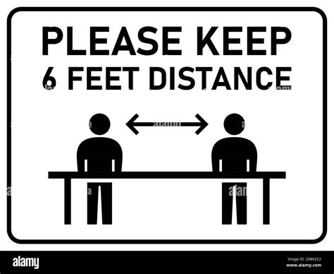 Please Keep 6 Feet Distance Horizontal Warning Sign Showing Socially