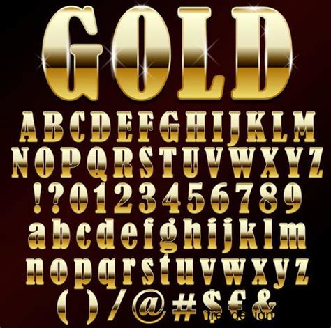 Golden Shining Alphabet Font Vector 03 Free Download
