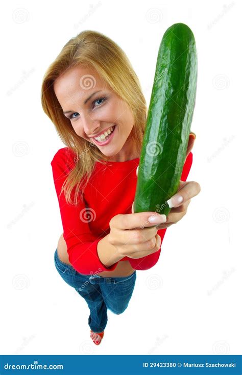 Women And Cucumber Stock Photo Image