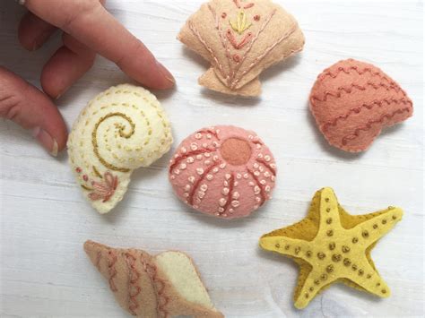 Felt Seashells Pdf Pattern Download Beach Decor Plush Sewing Etsy