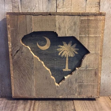Items Similar To South Carolina Sc Silhouette With Printed Flag