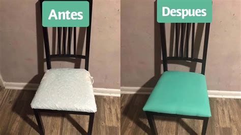 Silla con tapicería gris marengo y patas forradas de tela. DIY como Tapizar sillas sin engrapadora - YouTube | Sillas ...