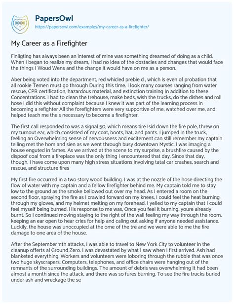 My Career As A Firefighter Free Essay Example 681 Words