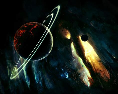 Digital Art Space Planet Planetary Rings Wallpapers Hd Desktop And