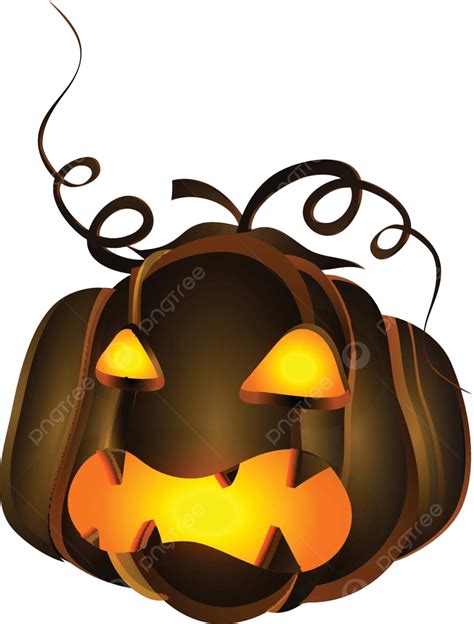 Glossy Brown Scary Jack O Lantern In 3d Spooky Scary Face Vector