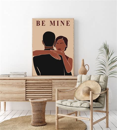 Abstract Romantic Couple Wall Art Black Woman Abstract Etsy