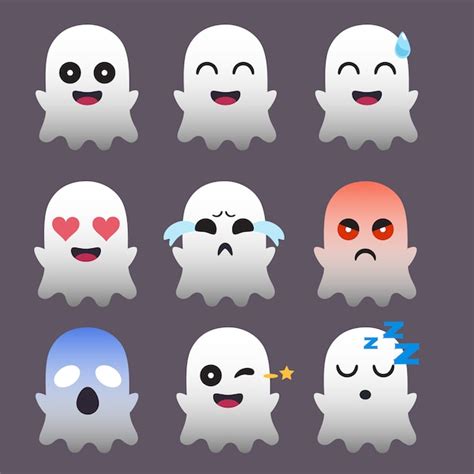 Premium Vector Set Of Ghost Emoticon Sticker Isolated