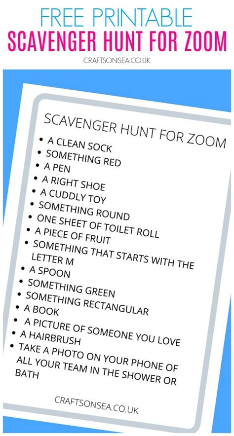 Scavenger Hunt For Zoom Free Printable For Kids Scavenger Hunt