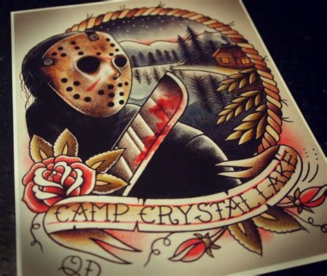 Traditional Style Jason Voorhees Tattoo Horror Movie