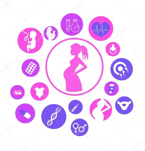 Pregnancy And Newborn Baby Icons Set Medicine And Pregnancy Vector