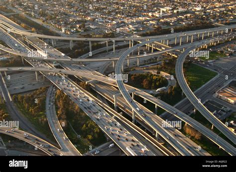 Aerial Of Los Angeles Freeways California Stock Photo Alamy