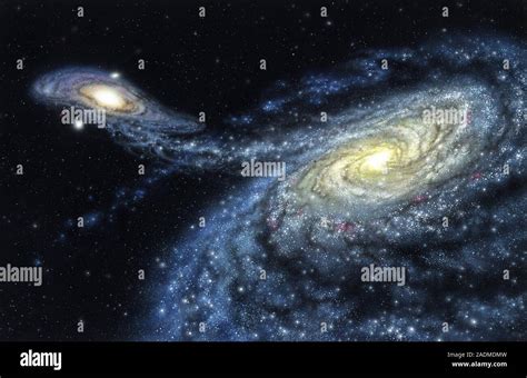 Milchstraße Galaktische Kollision Artwork Der Milchstraße Mit Der Andromeda Galaxie In 6