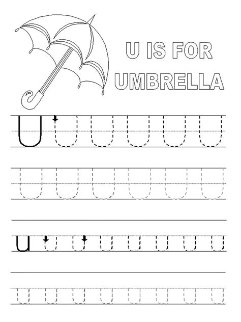 Letter U Tracing Worksheet For 3 Years Old Dot To Dot Name Tracing