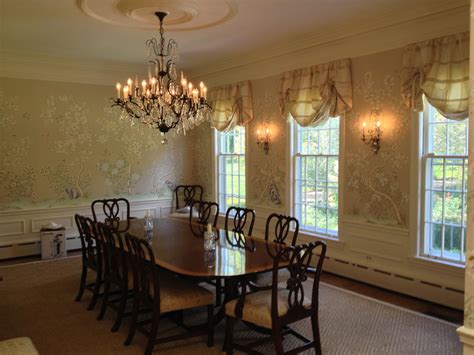 Formal Dining Room Gracie Hand Painted Wallpaper Dining Table Decor