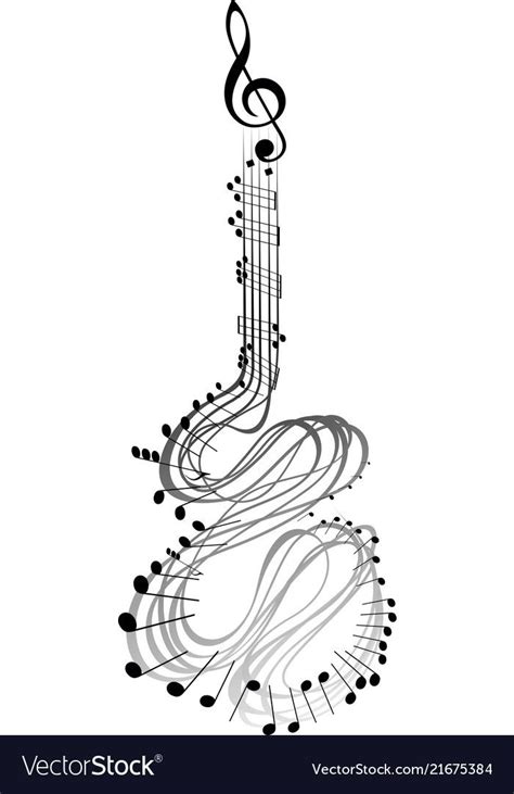 Abstract Image Of Musical Notes Resembling In The Form Of A Guitar