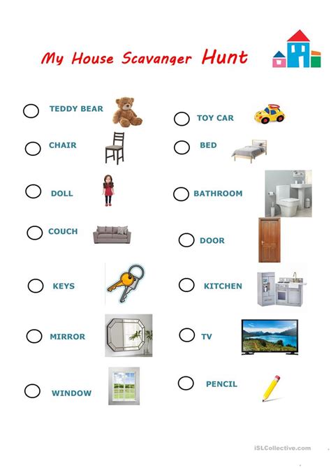 20 fun scavenger hunt ideas. My House Scavenger Hunt - English ESL Worksheets for ...