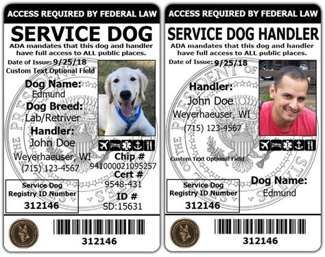Registered Service Dog Ada Id Card Official Id For Your Service Dog
