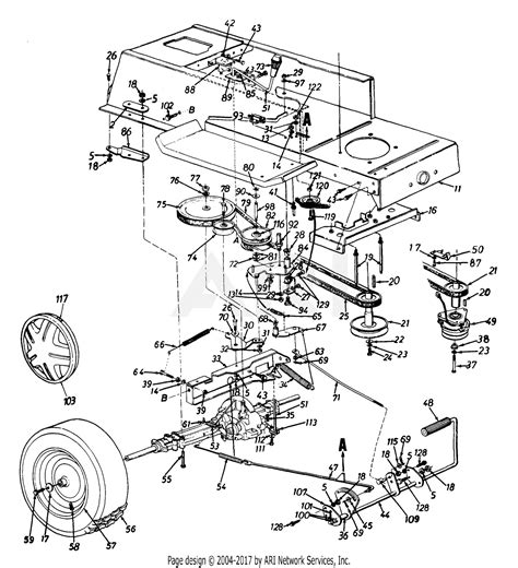 Mtd 134a676f190 38 Lawn Tractor Lt 13 1994 Parts Diagram For Drive