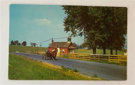 Vintage Postcard Pennsylvania Dutch Country Little Red Schoolhouse Pa