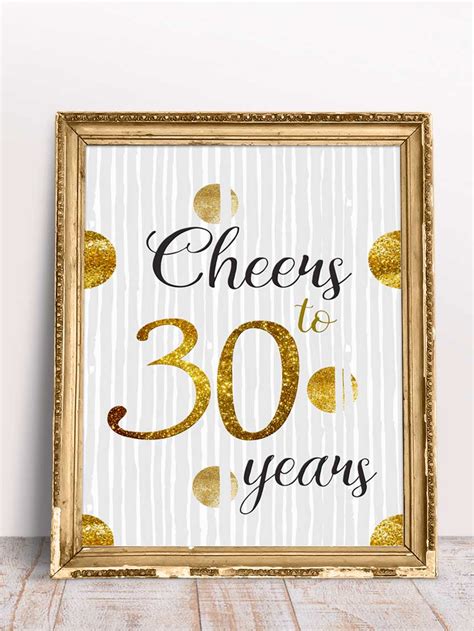 Cheers To 30 Years Birthday Sign Cheers To 30 Years Poster Birthday