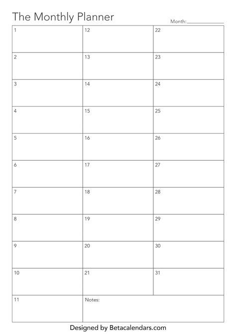 Free Printable Monthly Planner Templates