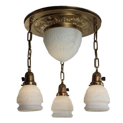 Sold Antique Neoclassical Semi Flush Inverted Dome Chandelier With