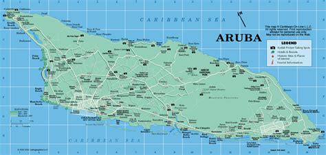 Aruba Map From Caribbean On Line