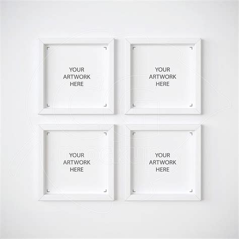 Set Of 4 Mockups Square Prints Digital Frame Mockup White Etsy