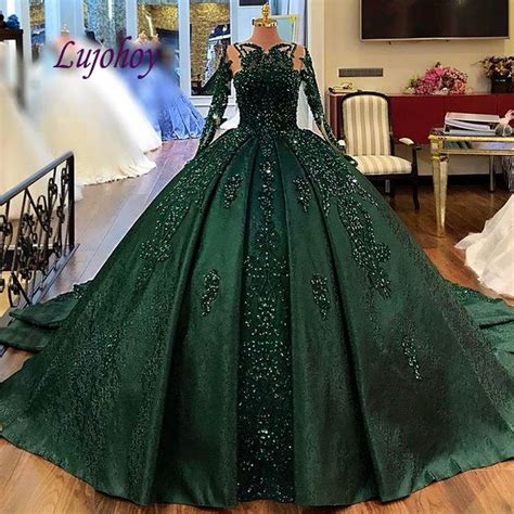 Dark Green Prom Dresses Ball Gowns Lace Off The Shoulder Quinceanera