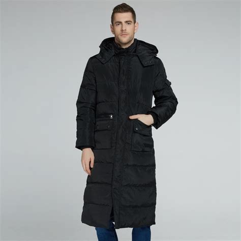 Men Down Jacket Winter Extra Long Coat Down Parkas Hooded Thicken Warm