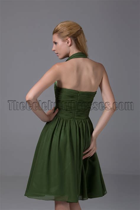 Shop with afterpay on eligible items. Cheap Short Halter Dark Green Bridesmaid Cocktail Dresses ...