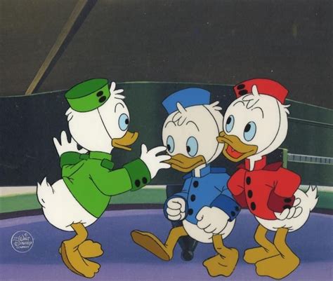 Vintage Disney Ducktales Animation Cels With Huey Dewey And Louie