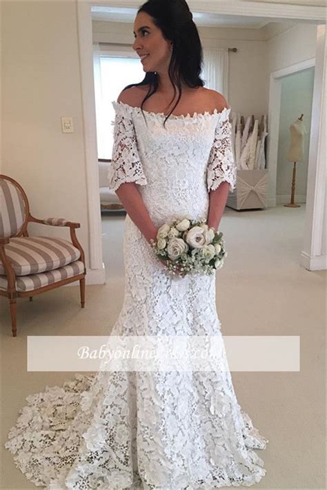 Us $ 5,6 / stück moq: Weiße Schlichtes Brautkleid Spitze Mit Ärmel Meerjungfrau ...