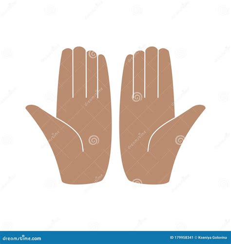 Hands With Palms Up Color Vector Illustration In A Flat Style Stock