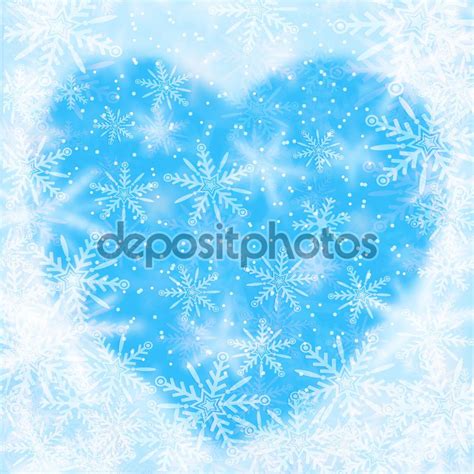 Download Christmas Background With Snowflakes And The Shape Of Heart