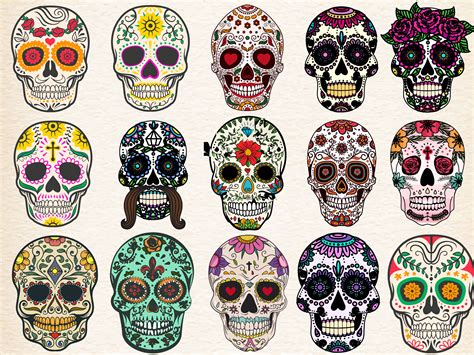 Sugar Skulls Set By Denisxize On Creativemarket Mexican Skull Tattoos Mexican Skulls Skull