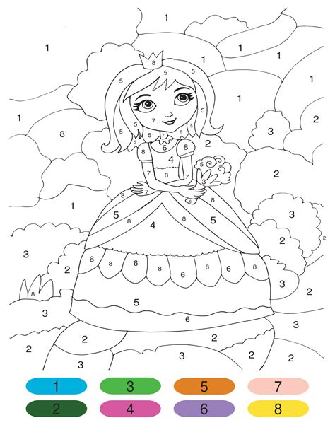 10 Best Printable Princess Color By Number Pages - printablee.com
