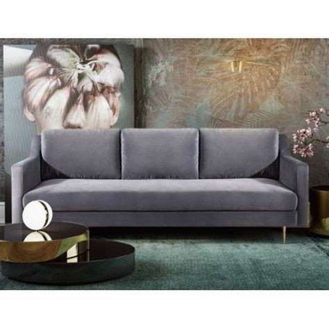 Contemporary armchair with black legs and gold feet made in europe leg height: Grey Velvet Mid Century Glam Sofa Gold Legs | Glam sofas ...