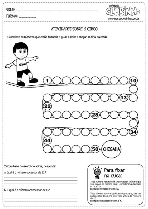 Atividades Ano Matematica Sequencia Numerica Ensino