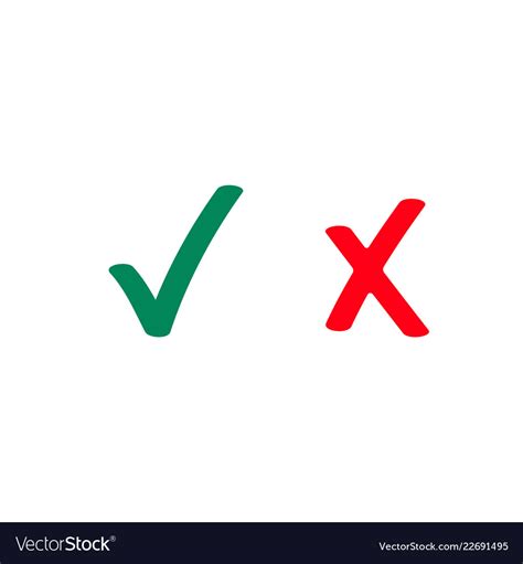 Highlight your selected tick symbol 2. Green tick and red checkmark icons Royalty Free Vector Image