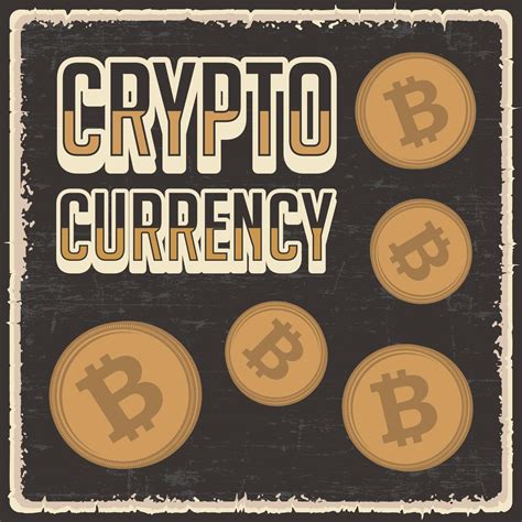 Retro Vintage Illustration Vector Graphic Of Cryptocurrency Bitcoint