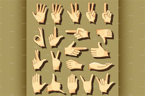 Hand Signs Icons Set Custom Designed Illustrations ~ Creative Market