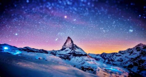 Snow Mountain Wallpaper HD | Snow Mountain in night | Landscape