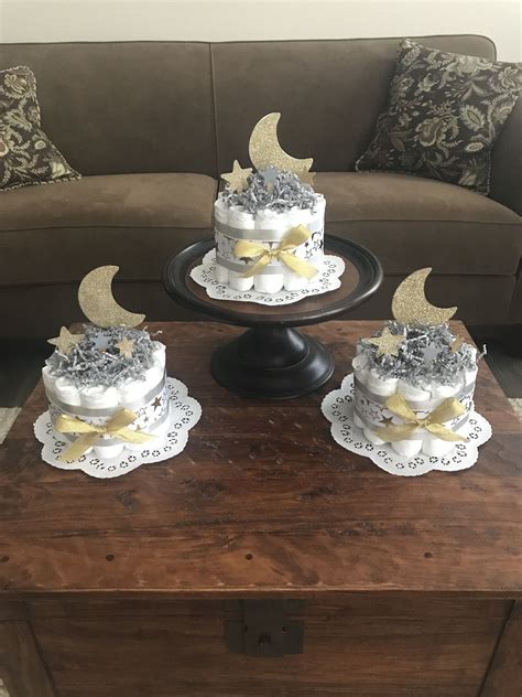 Moon And Stars Whimsical Diaper Cake Baby Shower Centerpiece Etsy