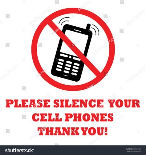 Please Silence Your Cell Phone Sign Stock Vector 195887939 Shutterstock